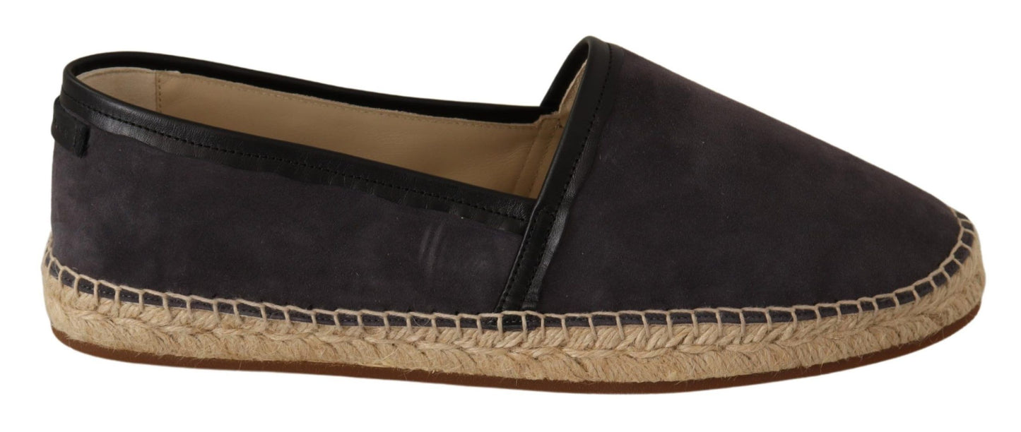 Elegant Gray Suede Espadrilles Slip-Ons