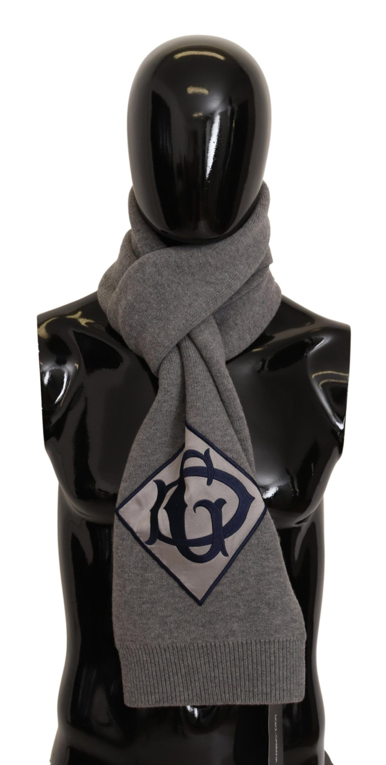 Elegant Gray Virgin Wool Scarf