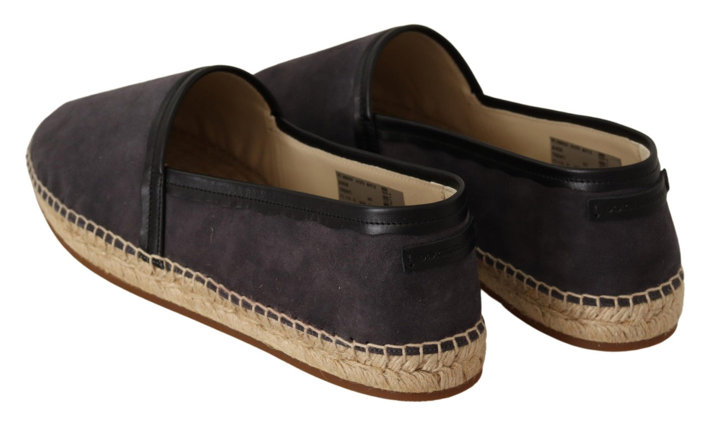 Elegant Gray Suede Espadrilles Slip-Ons