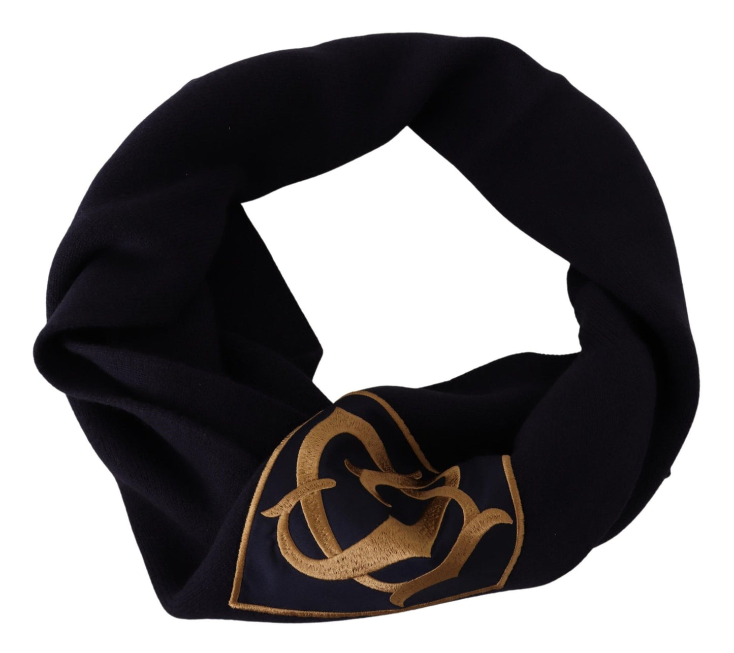 Elegant Navy Blue Virgin Wool Scarf