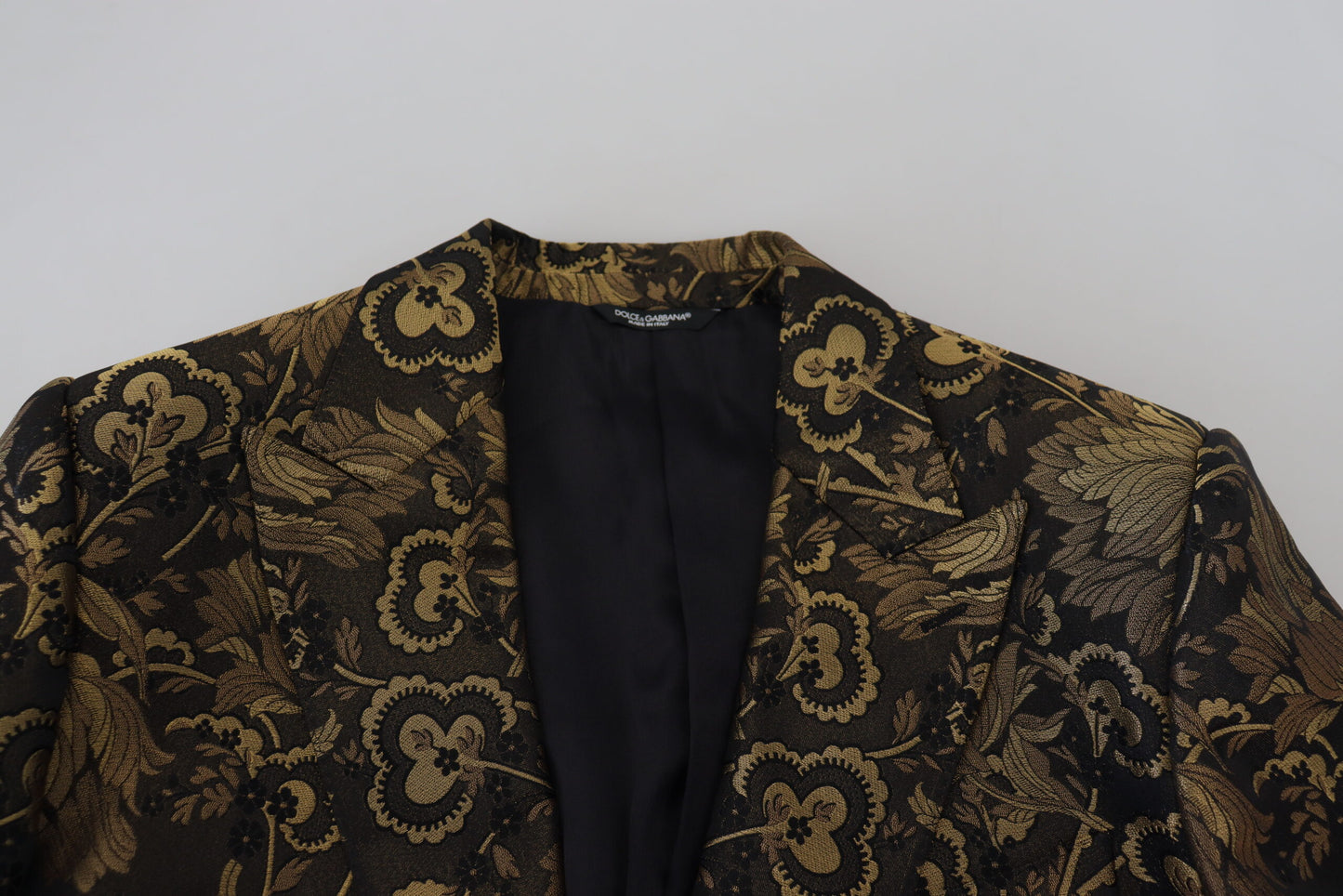 Opulent Black and Gold Jacquard Coat