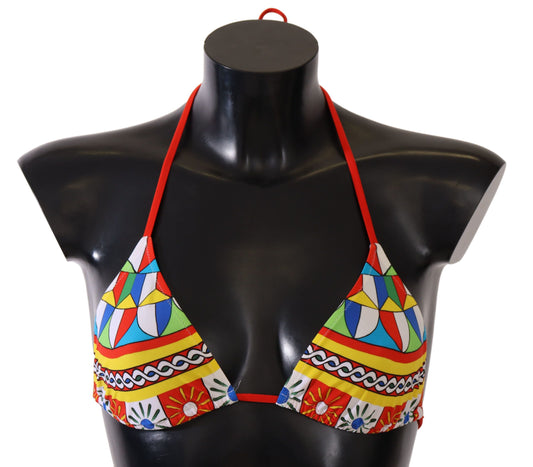 Multicolor Carretto Print Bikini Top