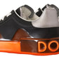 Elegant Black and Orange Leather Sneakers
