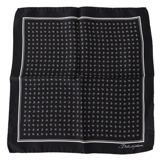 Elegant Black Silk Square Handkerchief