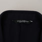 Elegant Blue Martini Wool-Silk Blend Suit