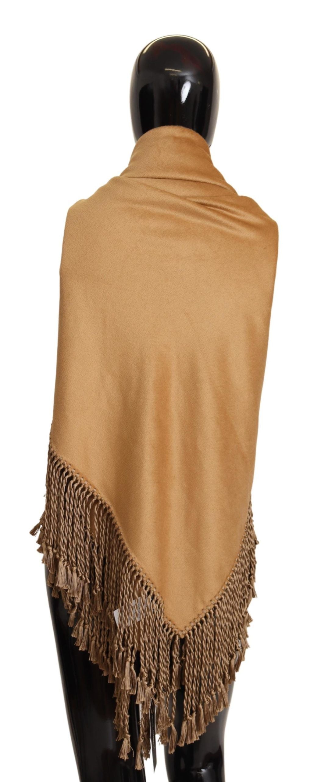 Elegant Gold Square Scarf with Fringes