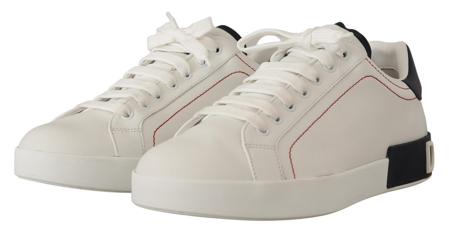 Sleek White Leather Casual Sneakers