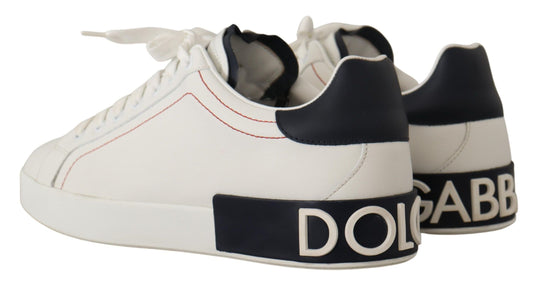 Sleek White Leather Casual Sneakers