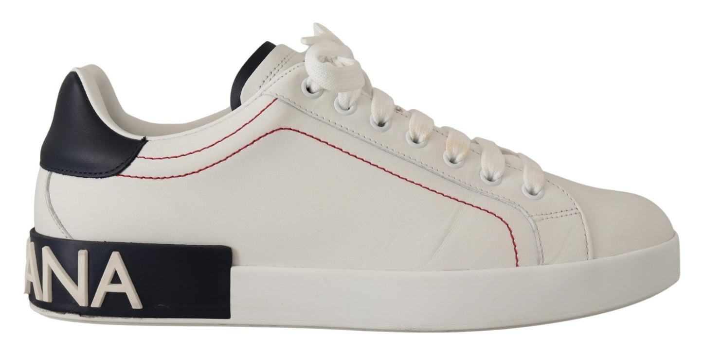 Sleek White Leather Casual Sneakers