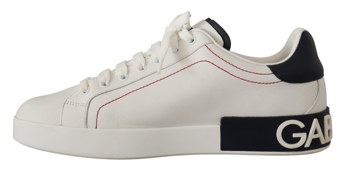 Sleek White Leather Casual Sneakers