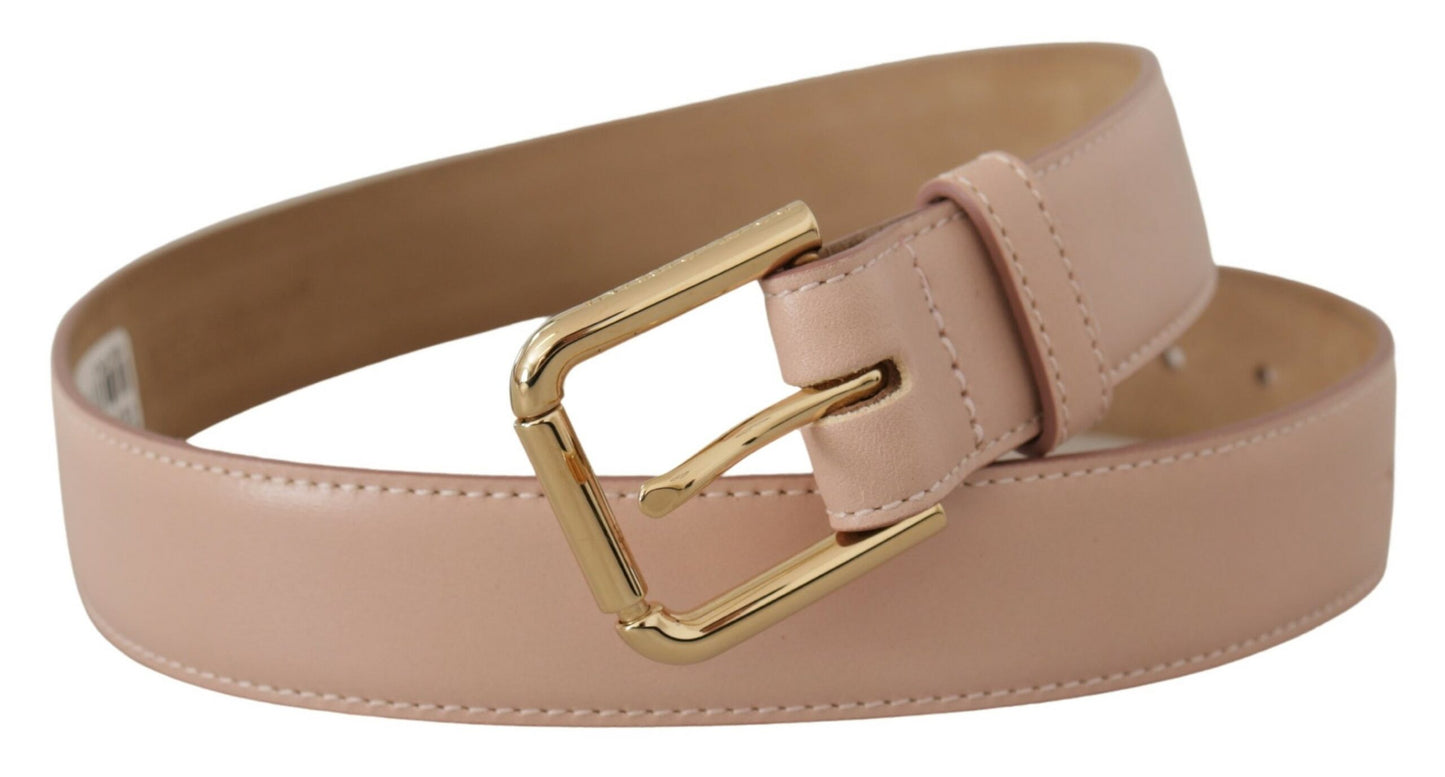 Elegant Light Pink Leather Belt