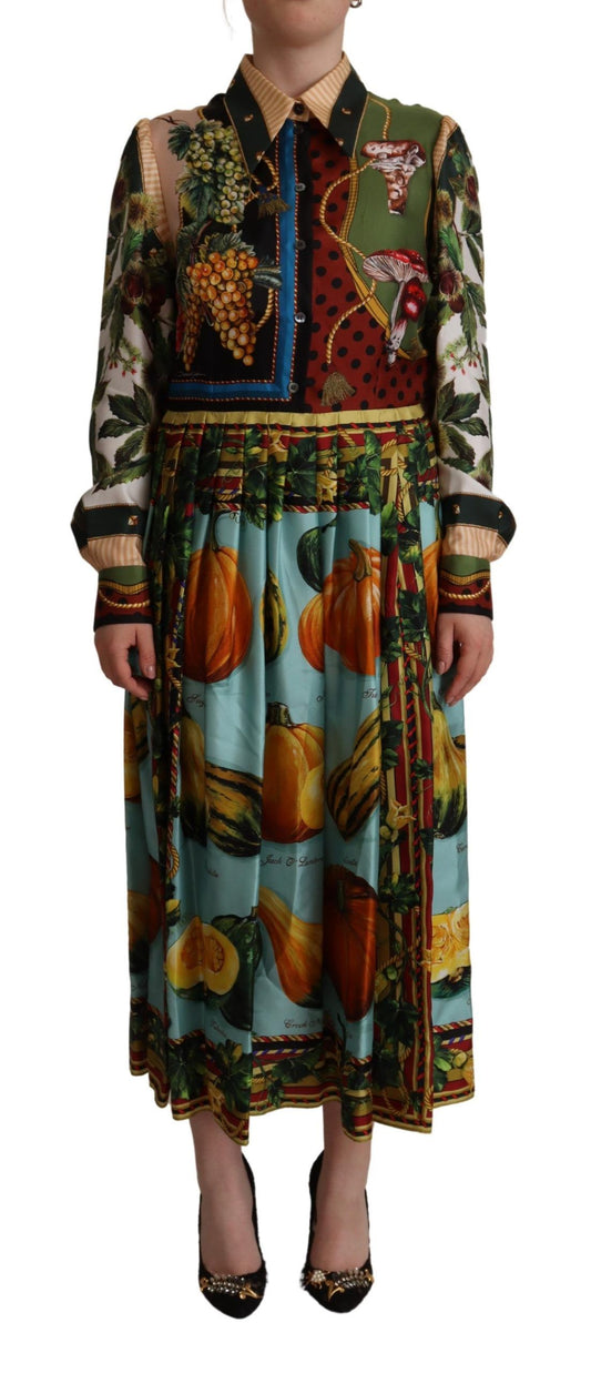 Elegant Multicolor Silk Long Dress