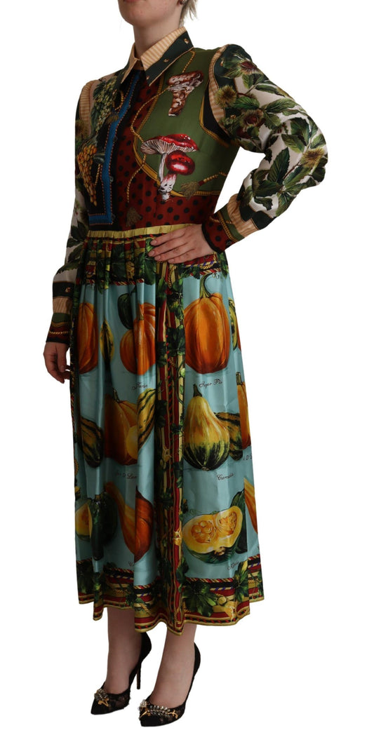 Elegant Multicolor Silk Long Dress