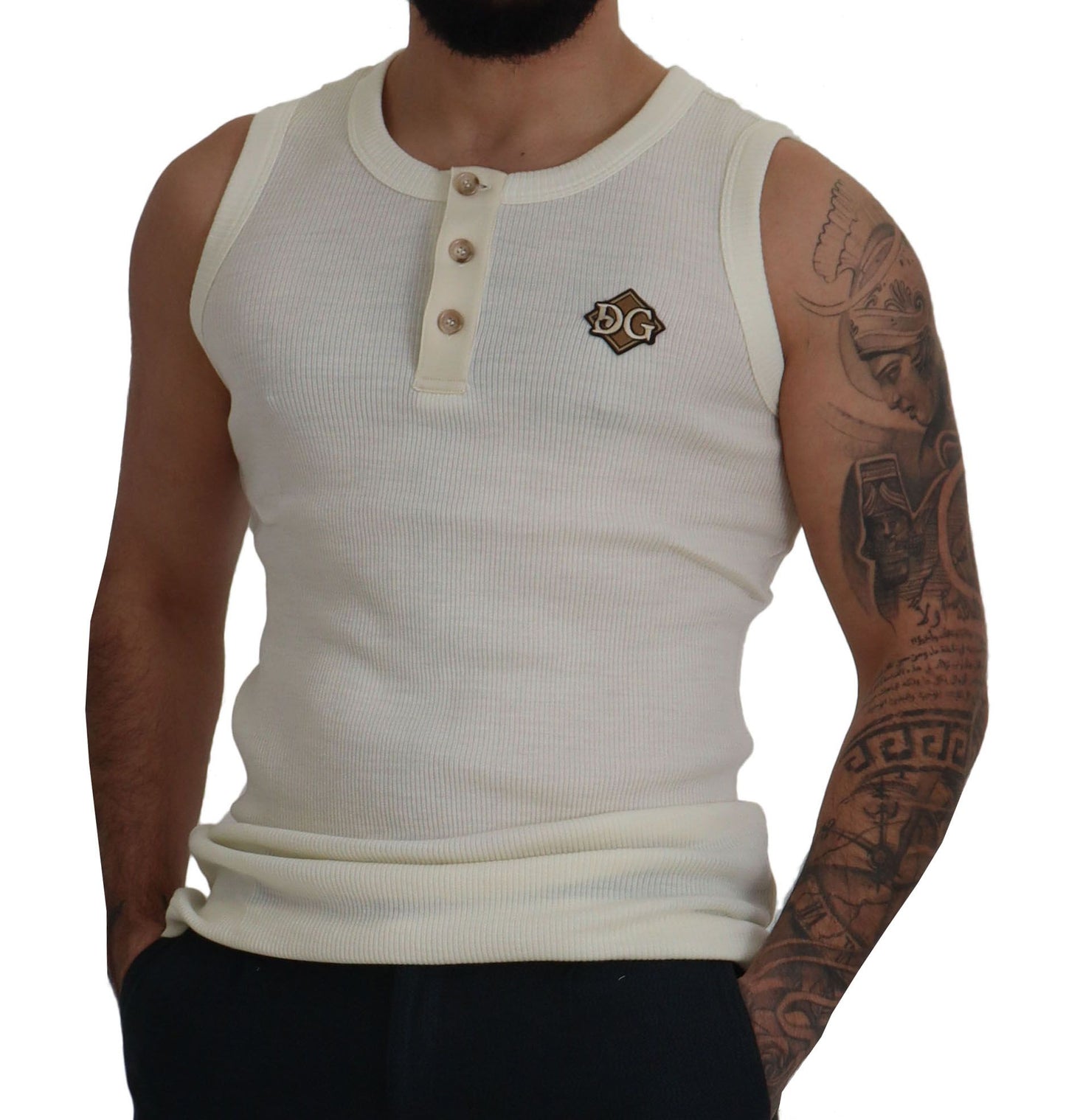 Off White Wool Tank Top Sleeveless T-shirt