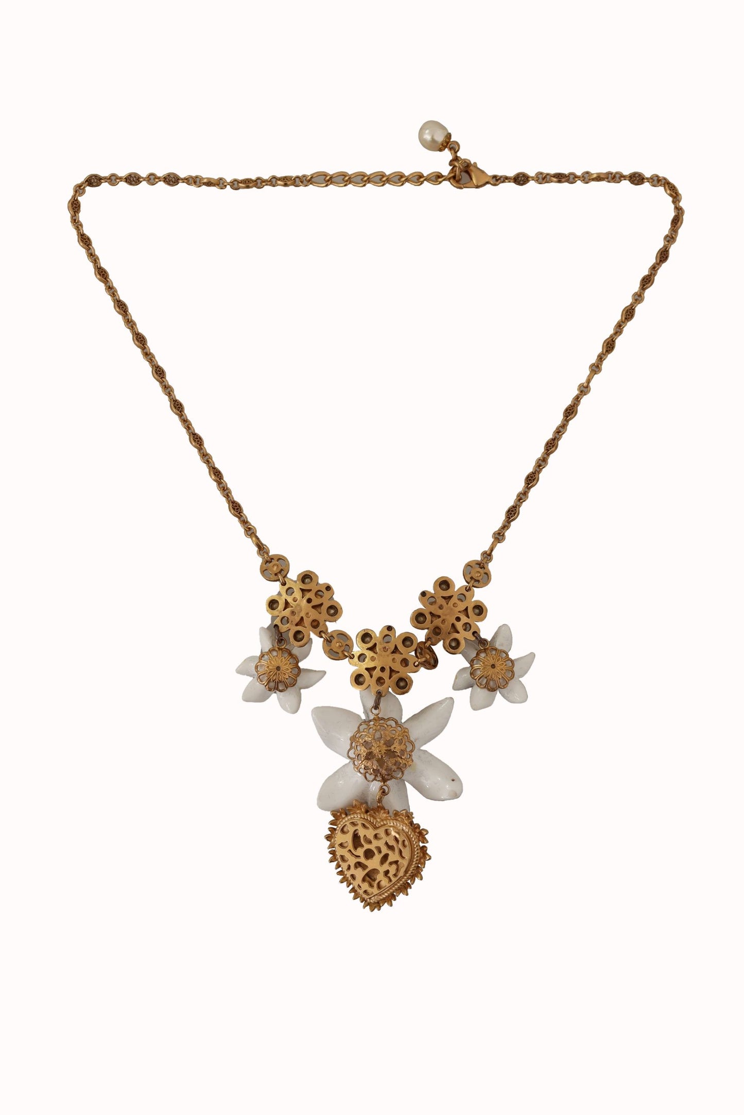 Elegant Amore Heart Floral Statement Necklace