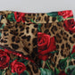 Elegant Leopard Rose Print Mini Skirt