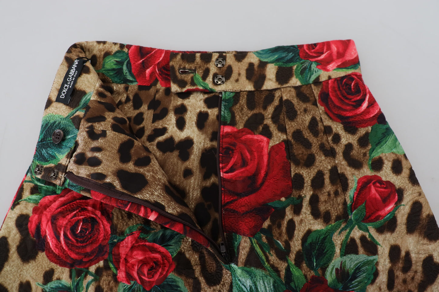 Elegant Leopard Rose Print Mini Skirt