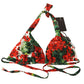 Red Floral Print Bikini Top