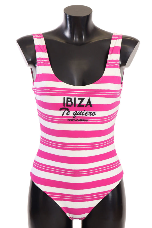 Pink Stripe Ibiza Print Swimsuit