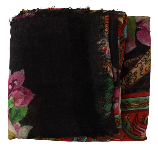 Elegant Floral Cashmere Silk Scarf