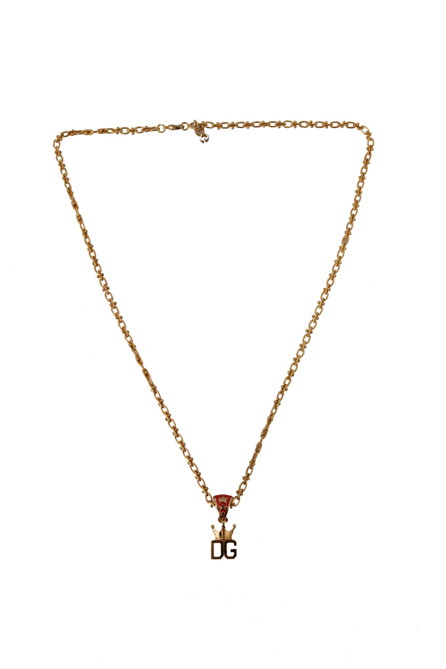 Gold Tone Brass Logo Charm Necklace