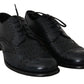 Dark Blue Leather Wingtip Oxford Dress Shoes