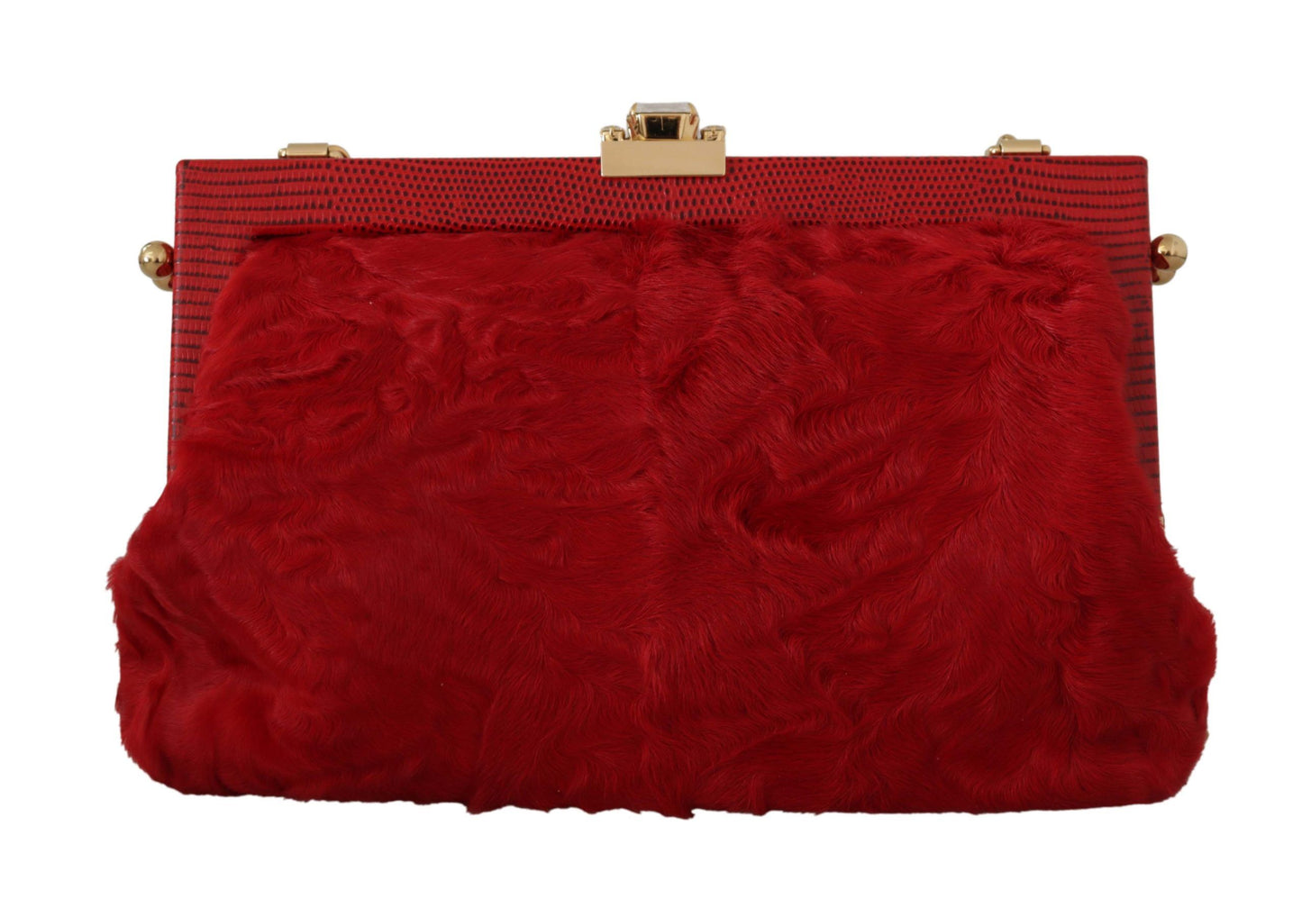 Elegant Red Fur VANDA Evening Clutch