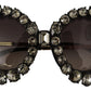 Elegant Crystal-Embellished Round Sunglasses