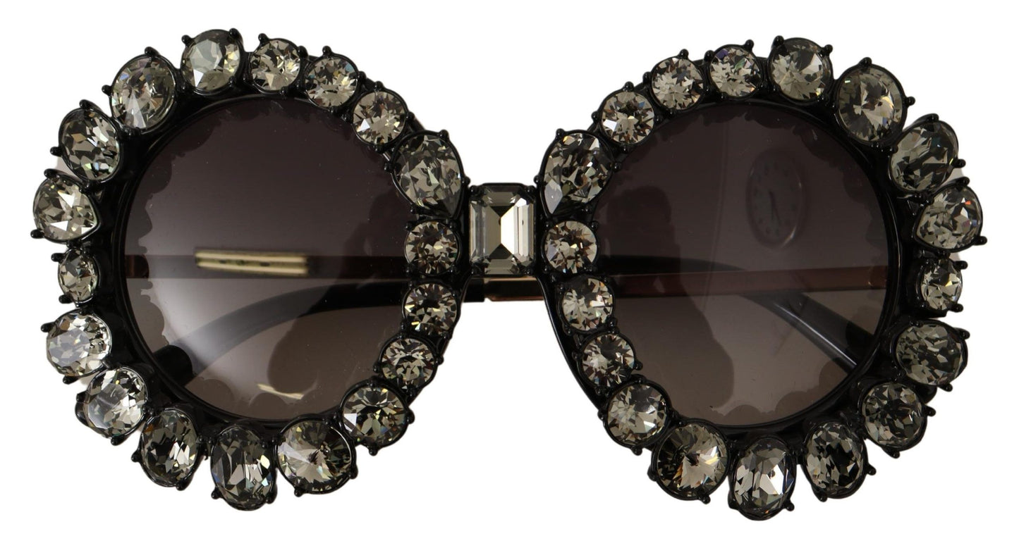 Elegant Crystal-Embellished Round Sunglasses