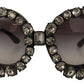 Elegant Crystal-Embellished Round Sunglasses