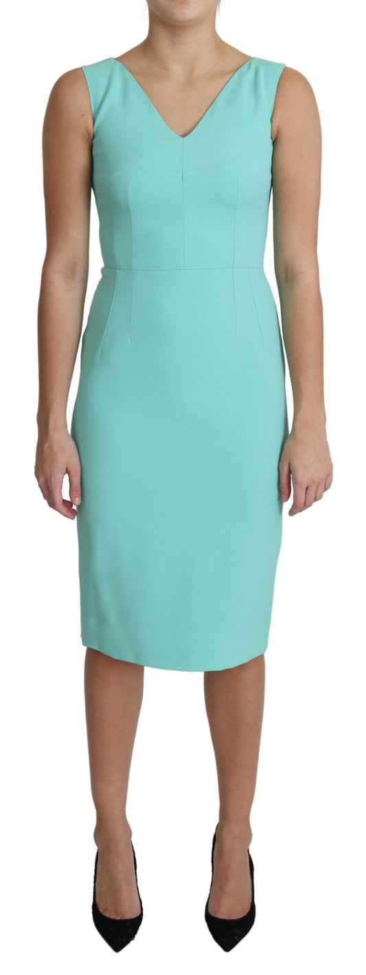 Elegant Light Blue Sleeveless Midi Dress