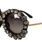 Elegant Crystal-Embellished Round Sunglasses