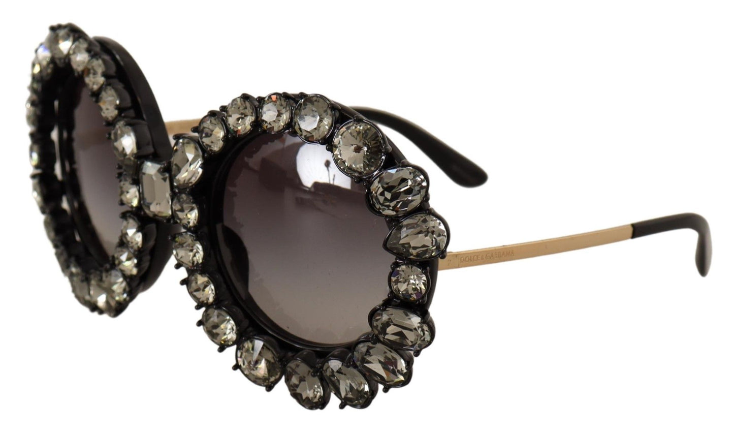 Elegant Crystal-Embellished Round Sunglasses