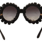 Elegant Crystal-Embellished Round Sunglasses