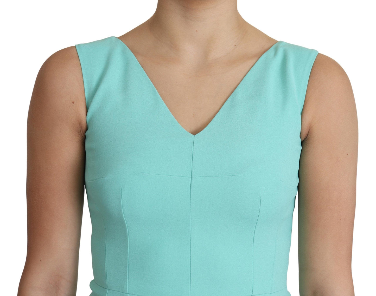 Elegant Light Blue Sleeveless Midi Dress