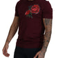 Bordeaux Roses Cotton Crewneck T-shirt