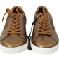 Golden Metallic Leather Sneakers