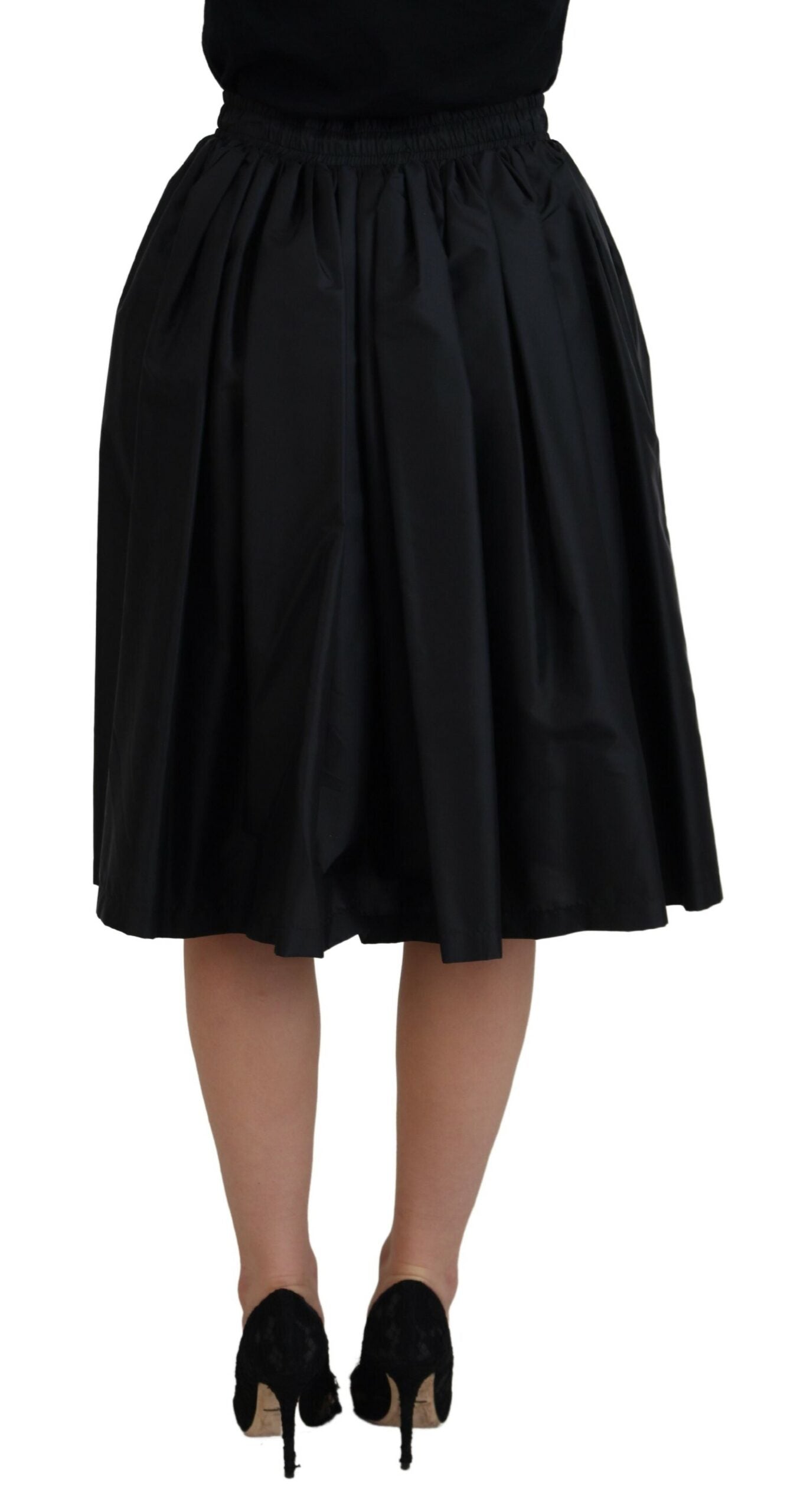 Elegant High Waist Midi Skirt in Black