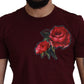 Bordeaux Roses Cotton Crewneck T-shirt