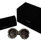 Elegant Crystal-Embellished Round Sunglasses