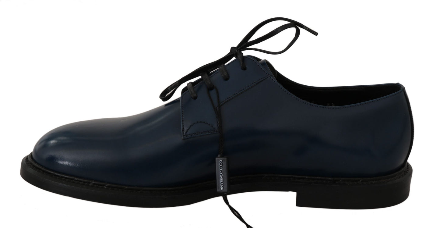 Elegant Blue Leather Derby Dress Shoes