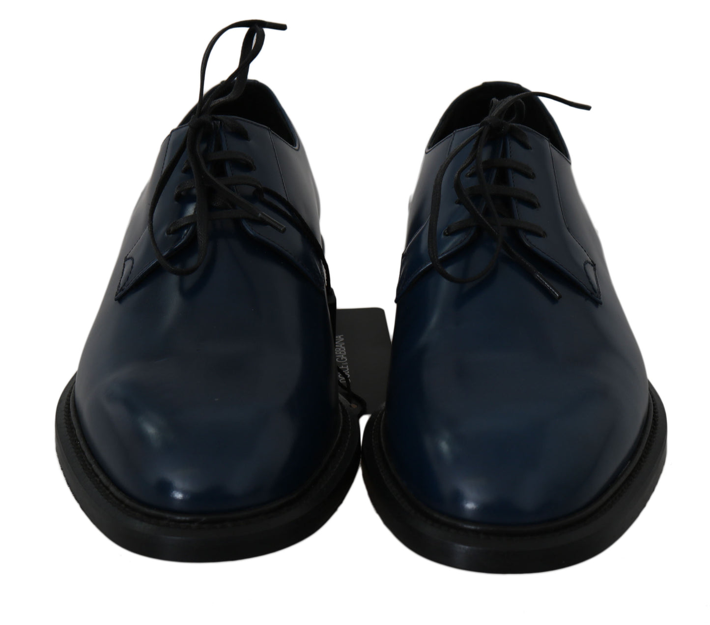 Elegant Blue Leather Derby Dress Shoes