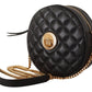 Elegant Round Nappa Leather Shoulder Bag