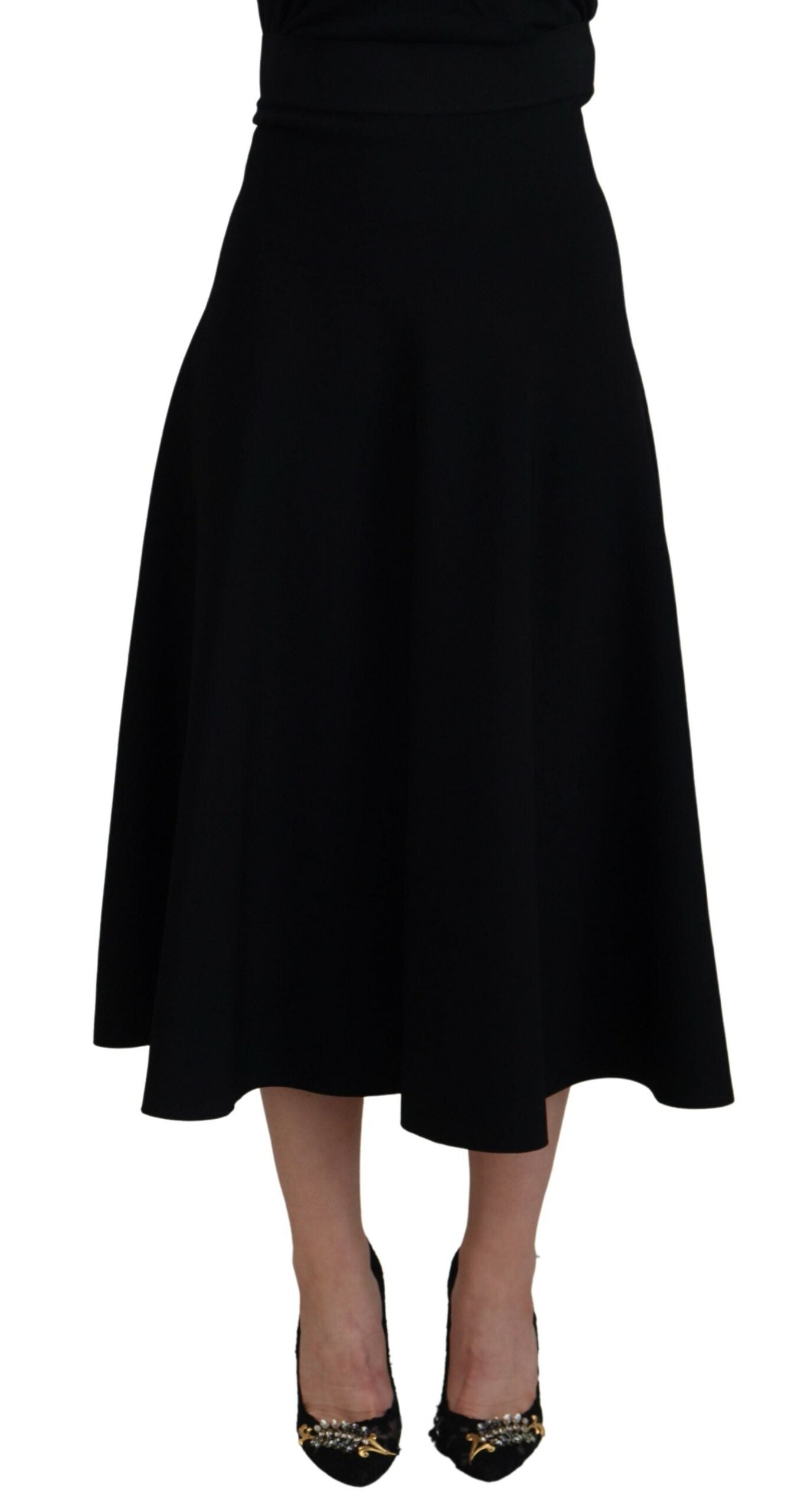 Elegant High-Waist A-Line Midi Skirt