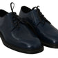 Elegant Blue Leather Derby Dress Shoes