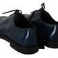 Elegant Blue Leather Derby Dress Shoes