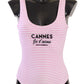 Elegant Striped Cannes Print One-Piece Swimsuit