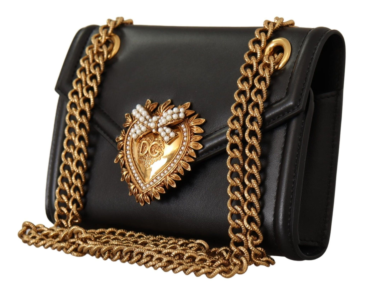 Elegant Devotion Black Leather Shoulder Bag