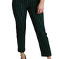 Elegant High-Waist Skinny Pants in Black & Green
