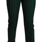 Elegant High-Waist Skinny Pants in Black & Green